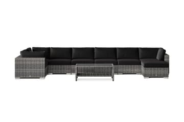 Bahamas U-formad utomhus loungegrupp 8-sits med vändbar divan och bord med hylla - Grå - Products - Utemöbler & utemiljö - Loungemöbler - Loungeset & loungegrupp