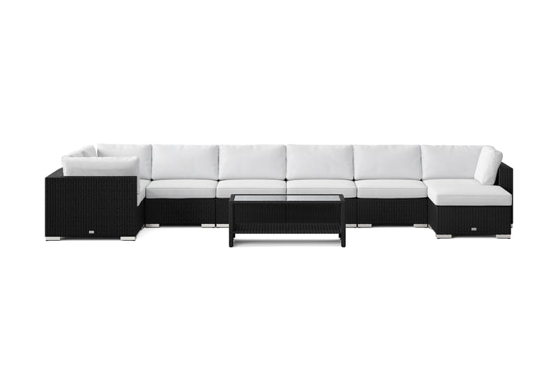 Bahamas U-formad utomhus loungegrupp 8-sits med vändbar divan och bord med hylla - Svart - Products - Utemöbler & utemiljö - Loungemöbler - Loungeset & loungegrupp