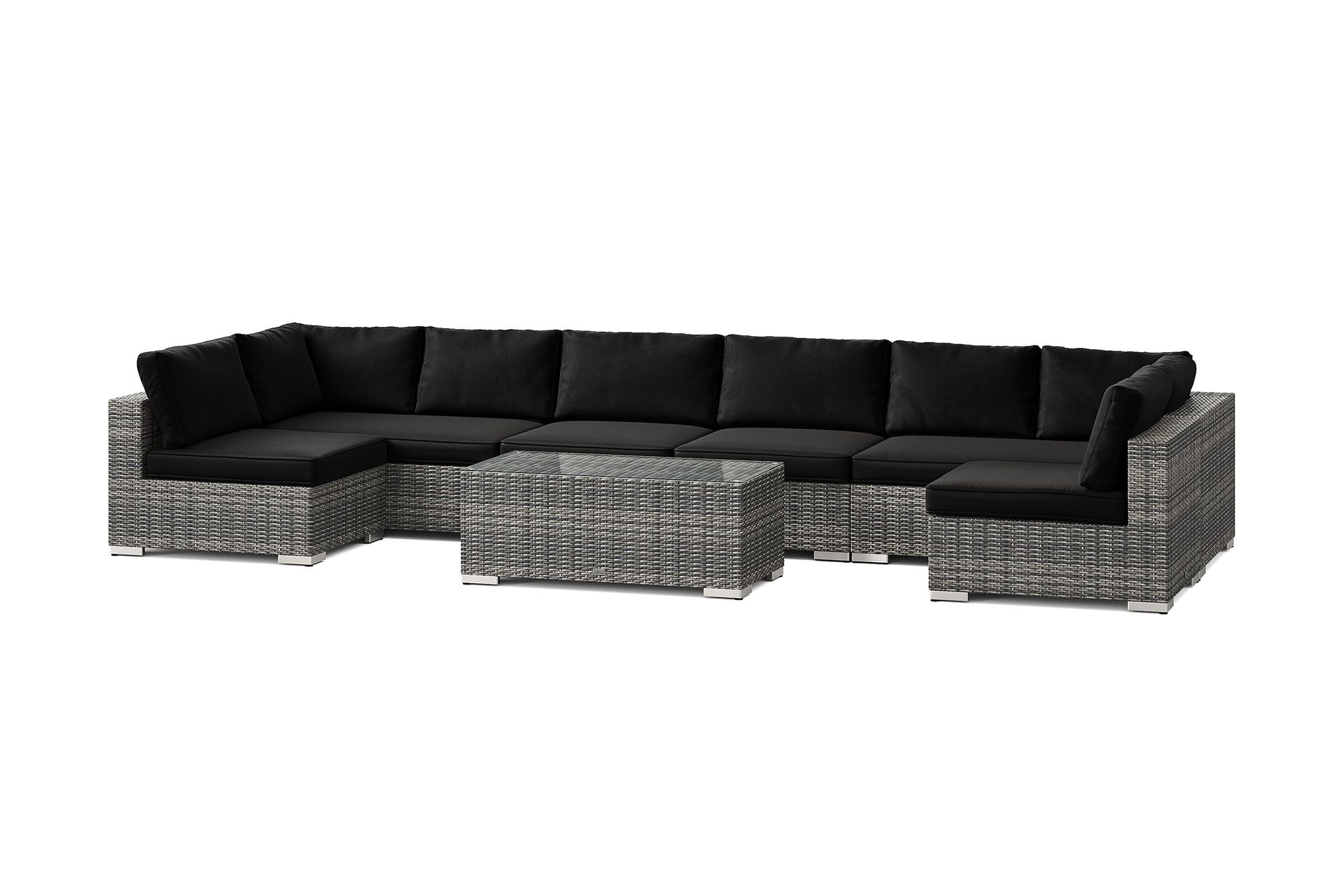 Bahamas U-formad utomhus loungegrupp med öppet avslut, 8-sits med bord