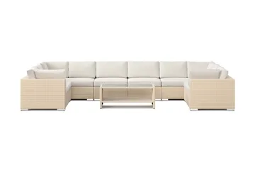 Bahamas U-formad utomhus loungegrupp med stängt avslut, 10-sits med bord och hylla - Beige - Products - Utemöbler & utemiljö - Loungemöbler - Loungeset & loungegrupp