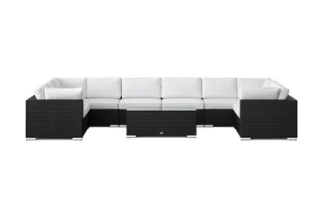 Bahamas U-formad utomhus loungegrupp med stängt avslut, 10-sits med bord - Svart - Products - Utemöbler & utemiljö - Loungemöbler - Loungeset & loungegrupp