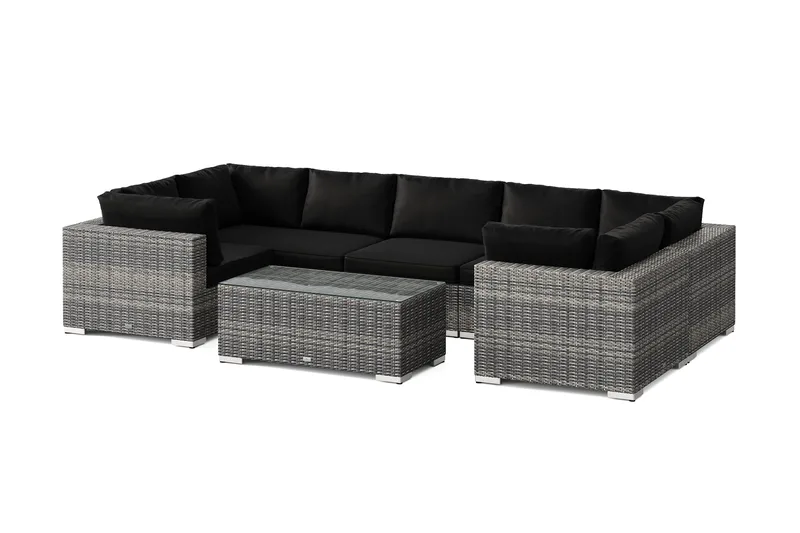 Bahamas U-formad utomhus loungegrupp med stängt avslut, 7-sits med bord - Grå - Products - Utemöbler & utemiljö - Loungemöbler - Loungeset & loungegrupp