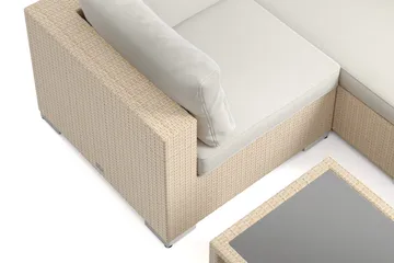 Bahamas U-formad utomhus loungegrupp med stängt avslut, 7-sits med bord och hylla - Beige - Products - Utemöbler & utemiljö - Loungemöbler - Loungeset & loungegrupp