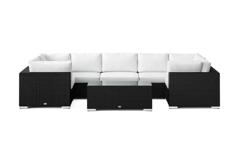 Bahamas U-formad utomhus loungegrupp med stängt avslut, 7-sits med bord - Svart - Products - Utemöbler & utemiljö - Loungemöbler - Loungeset & loungegrupp