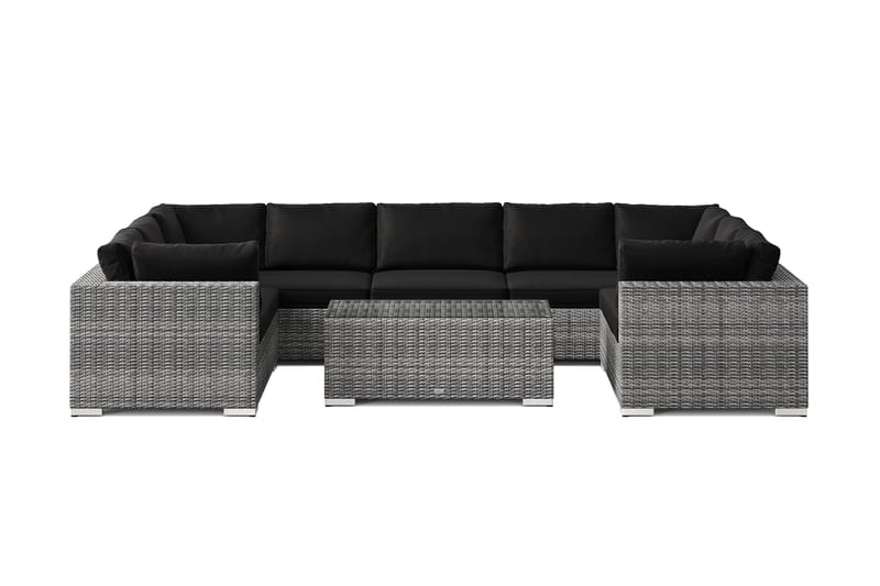Bahamas U-formad utomhus loungegrupp med stängt avslut, 9-sits med bord - Grå - Products - Utemöbler & utemiljö - Loungemöbler - Loungeset & loungegrupp