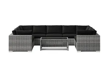 Bahamas U-formad utomhus loungegrupp med stängt avslut, 9-sits med bord och hylla - Grå - Products - Utemöbler & utemiljö - Loungemöbler - Loungeset & loungegrupp
