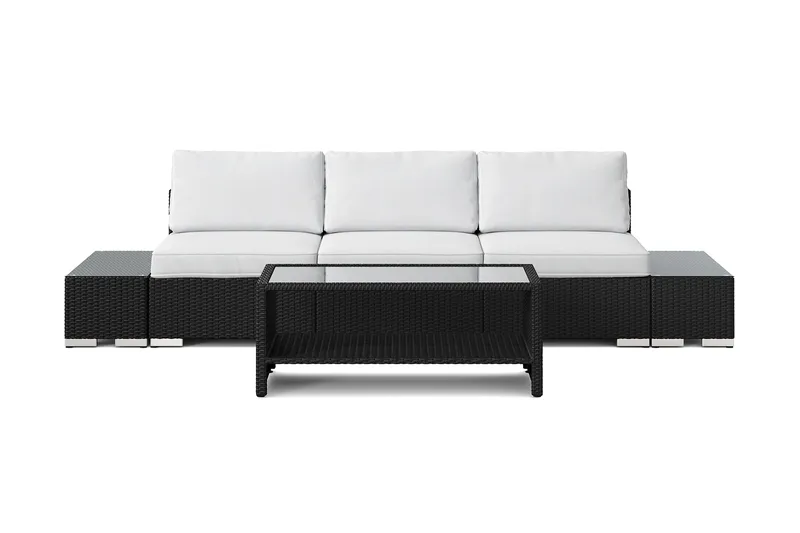 Bahamas utesoffa 3-sits med bord med hylla - Svart - Products - Utemöbler & utemiljö - Loungemöbler - Loungeset & loungegrupp