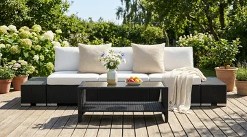 Bahamas utesoffa 3-sits med bord med hylla - Svart - Products - Utemöbler & utemiljö - Loungemöbler - Loungeset & loungegrupp