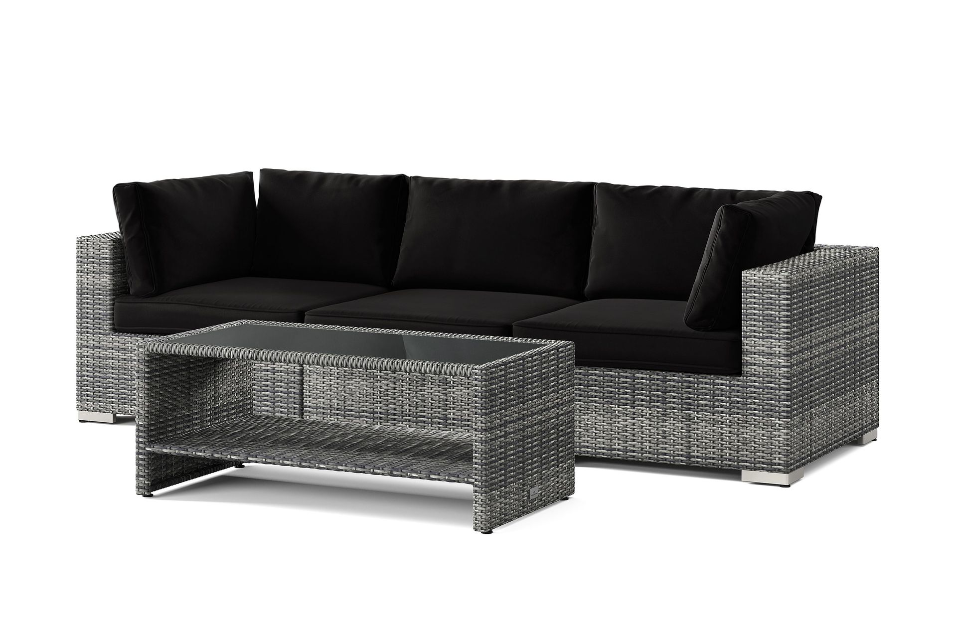 Bahamas utesoffa 3-sits med bord och hylla