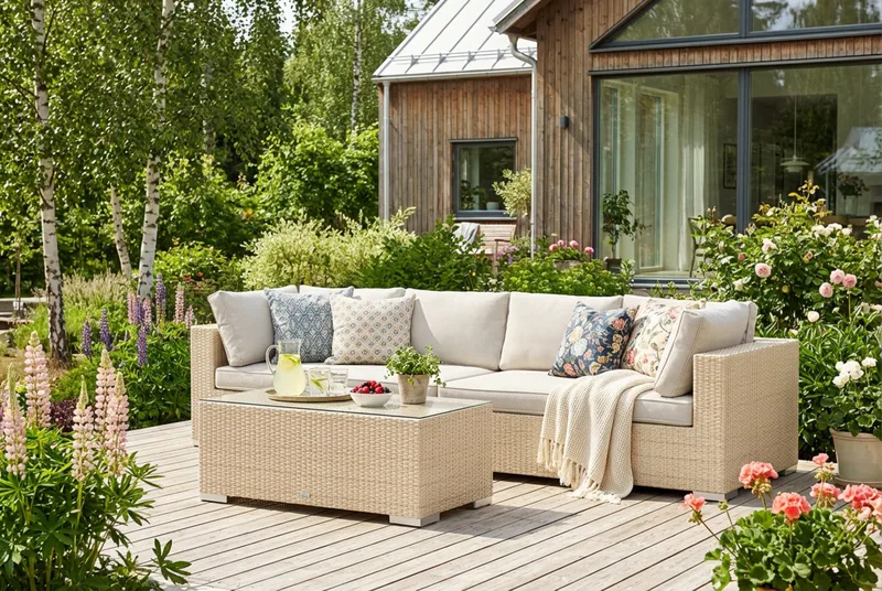 Bahamas utesoffa 4-sits med bord - Beige - Products - Utemöbler & utemiljö - Loungemöbler - Loungeset & loungegrupp