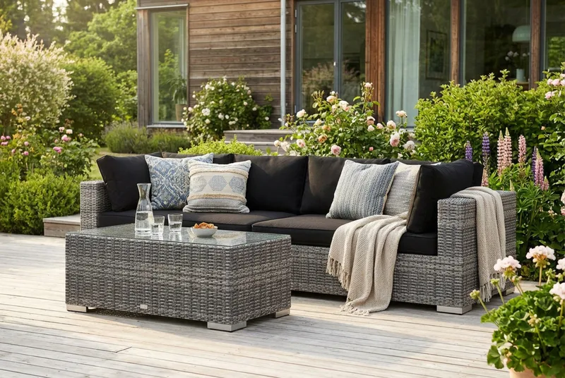 Bahamas utesoffa 4-sits med bord - Grå - Products - Utemöbler & utemiljö - Loungemöbler - Loungeset & loungegrupp