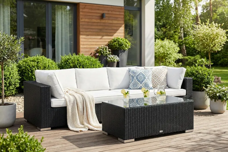 Bahamas utesoffa 4-sits med bord - Svart - Products - Utemöbler & utemiljö - Loungemöbler - Loungeset & loungegrupp
