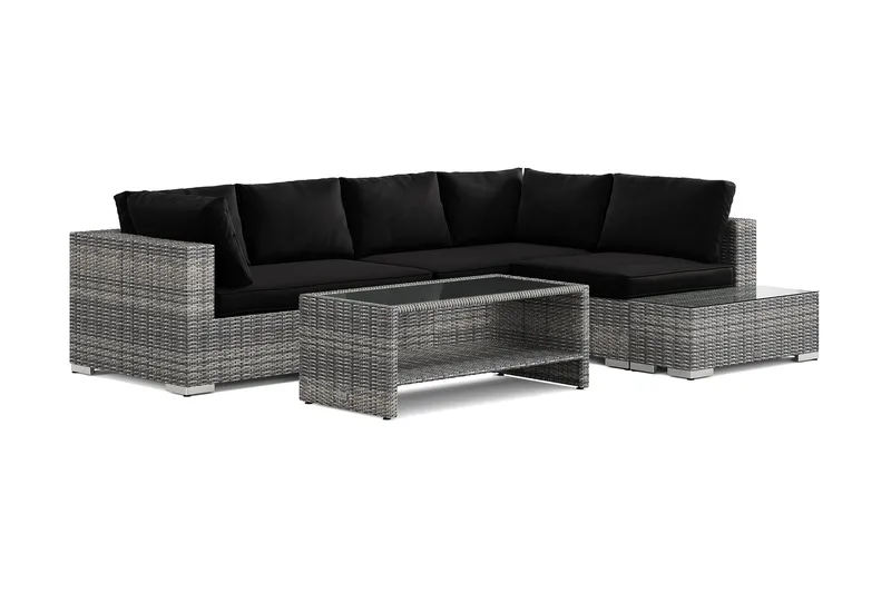 Bahamas utesoffa 5-sits vändbar schäslong med avslut och bord med hylla - Grå - Products - Utemöbler & utemiljö - Loungemöbler - Loungeset & loungegrupp