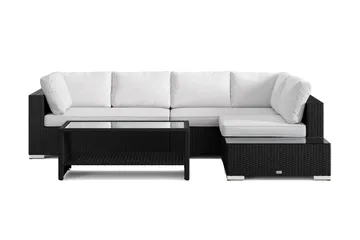 Bahamas utesoffa 5-sits vändbar schäslong med avslut och bord med hylla - Svart - Products - Utemöbler & utemiljö - Loungemöbler - Loungeset & loungegrupp