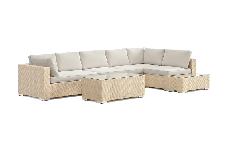 Bahamas utesoffa 6-sits vändbar schäslong med avslut och bord - Beige - Products - Utemöbler & utemiljö - Loungemöbler - Loungeset & loungegrupp