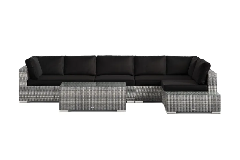 Bahamas utesoffa 6-sits vändbar schäslong med avslut och bord - Grå - Products - Utemöbler & utemiljö - Loungemöbler - Loungeset & loungegrupp
