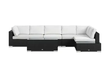 Bahamas utesoffa 6-sits vändbar schäslong med avslut och bord - Svart - Products - Utemöbler & utemiljö - Loungemöbler - Loungeset & loungegrupp