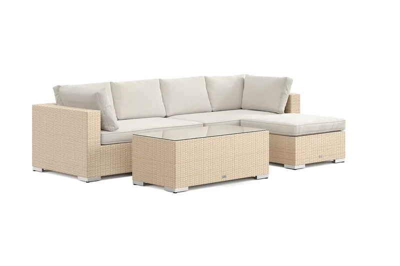 Bahamas utomhus divansoffa 5-sits med vändbar divan och bord - Beige - Products - Utemöbler & utemiljö - Loungemöbler - Loungeset & loungegrupp