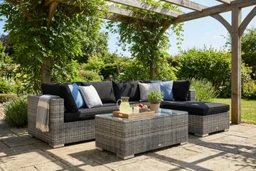 Bahamas utomhus divansoffa 5-sits med vändbar divan och bord - Grå - Products - Utemöbler & utemiljö - Loungemöbler - Loungeset & loungegrupp