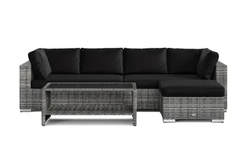 Bahamas utomhus divansoffa 5-sits med vändbar divan och bord med hylla - Grå - Products - Utemöbler & utemiljö - Loungemöbler - Loungeset & loungegrupp