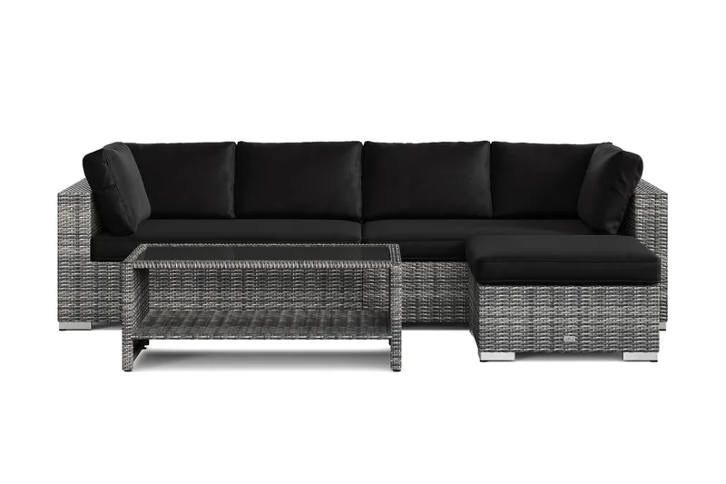 Bahamas utomhus divansoffa 5-sits med vändbar divan och bord med hylla - Grå - Products - Utemöbler & utemiljö - Loungemöbler - Loungeset & loungegrupp