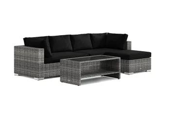 Bahamas utomhus divansoffa 5-sits med vändbar divan och bord med hylla - Grå - Products - Utemöbler & utemiljö - Loungemöbler - Loungeset & loungegrupp