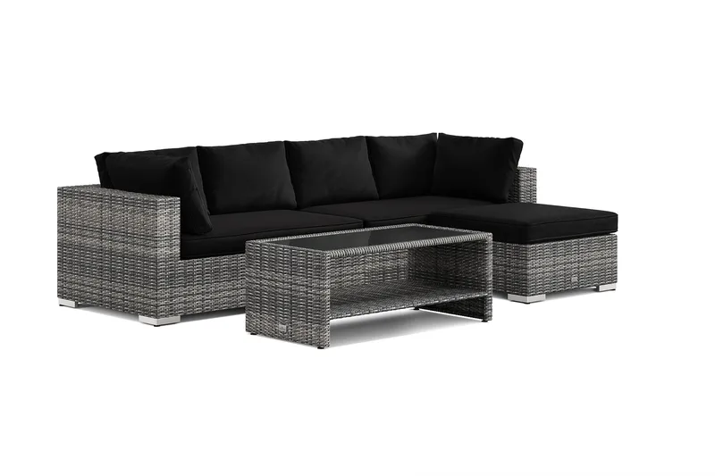 Bahamas utomhus divansoffa 5-sits med vändbar divan och bord med hylla - Grå - Products - Utemöbler & utemiljö - Loungemöbler - Loungeset & loungegrupp