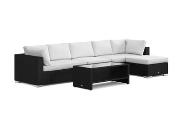 Bahamas utomhus divansoffa 6-sits med vändbar divan och bord med hylla - Svart - Products - Utemöbler & utemiljö - Loungemöbler - Loungeset & loungegrupp