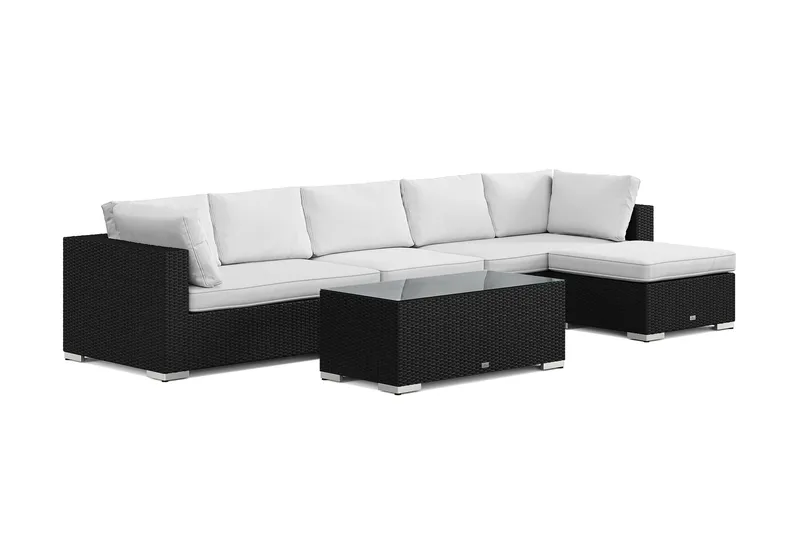 Bahamas utomhus divansoffa 6-sits med vändbar divan och bord - Svart - Products - Utemöbler & utemiljö - Loungemöbler - Loungeset & loungegrupp