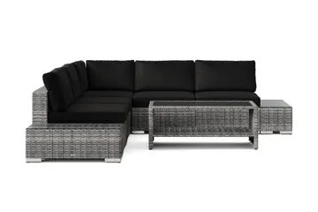Bahamas utomhus hörnsoffa 5-sits vändbar med öppet avslut och bord med hylla - Grå - Products - Utemöbler & utemiljö - Loungemöbler - Loungeset & loungegrupp