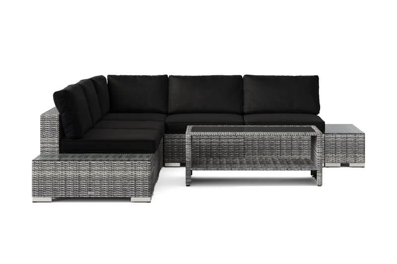 Bahamas utomhus hörnsoffa 5-sits vändbar med öppet avslut och bord med hylla - Grå - Products - Utemöbler & utemiljö - Loungemöbler - Loungeset & loungegrupp