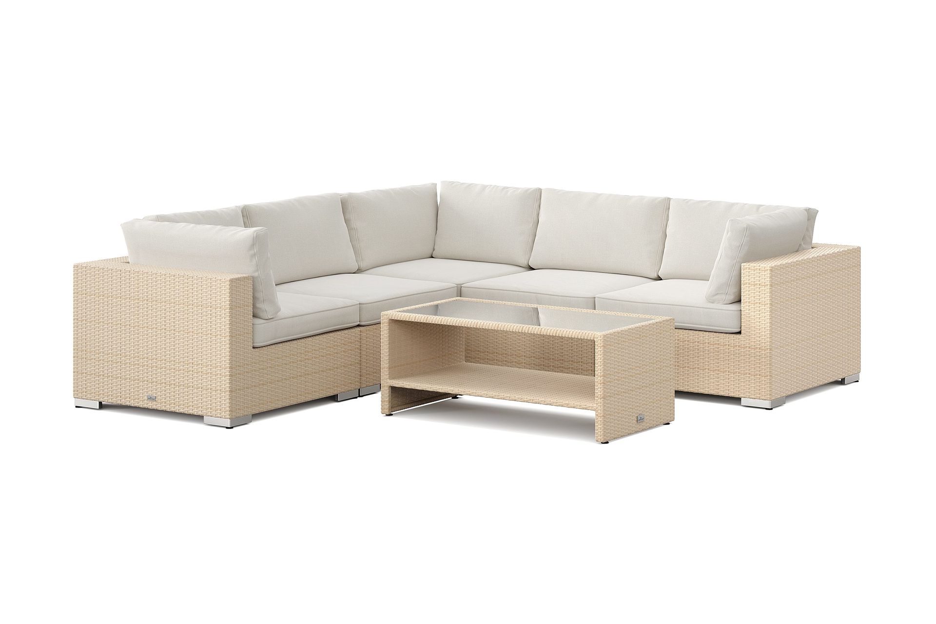 Bahamas utomhus hörnsoffa 5-sits vändbar och bord med hylla