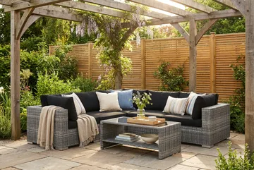 Bahamas utomhus hörnsoffa 5-sits vändbar och bord med hylla - Grå - Products - Utemöbler & utemiljö - Loungemöbler - Loungeset & loungegrupp