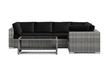 Bahamas utomhus hörnsoffa 5-sits vändbar och bord med hylla - Grå - Products - Utemöbler & utemiljö - Loungemöbler - Loungeset & loungegrupp