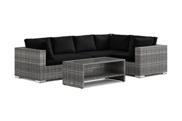 Bahamas utomhus hörnsoffa 5-sits vändbar och bord med hylla - Grå - Products - Utemöbler & utemiljö - Loungemöbler - Loungeset & loungegrupp