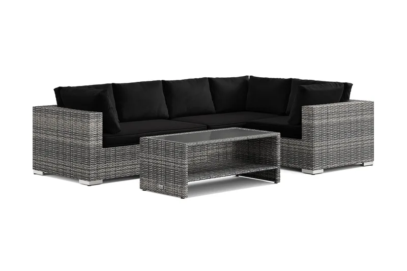 Bahamas utomhus hörnsoffa 5-sits vändbar och bord med hylla - Grå - Products - Utemöbler & utemiljö - Loungemöbler - Loungeset & loungegrupp