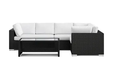 Bahamas utomhus hörnsoffa 5-sits vändbar och bord med hylla - Svart - Products - Utemöbler & utemiljö - Loungemöbler - Loungeset & loungegrupp