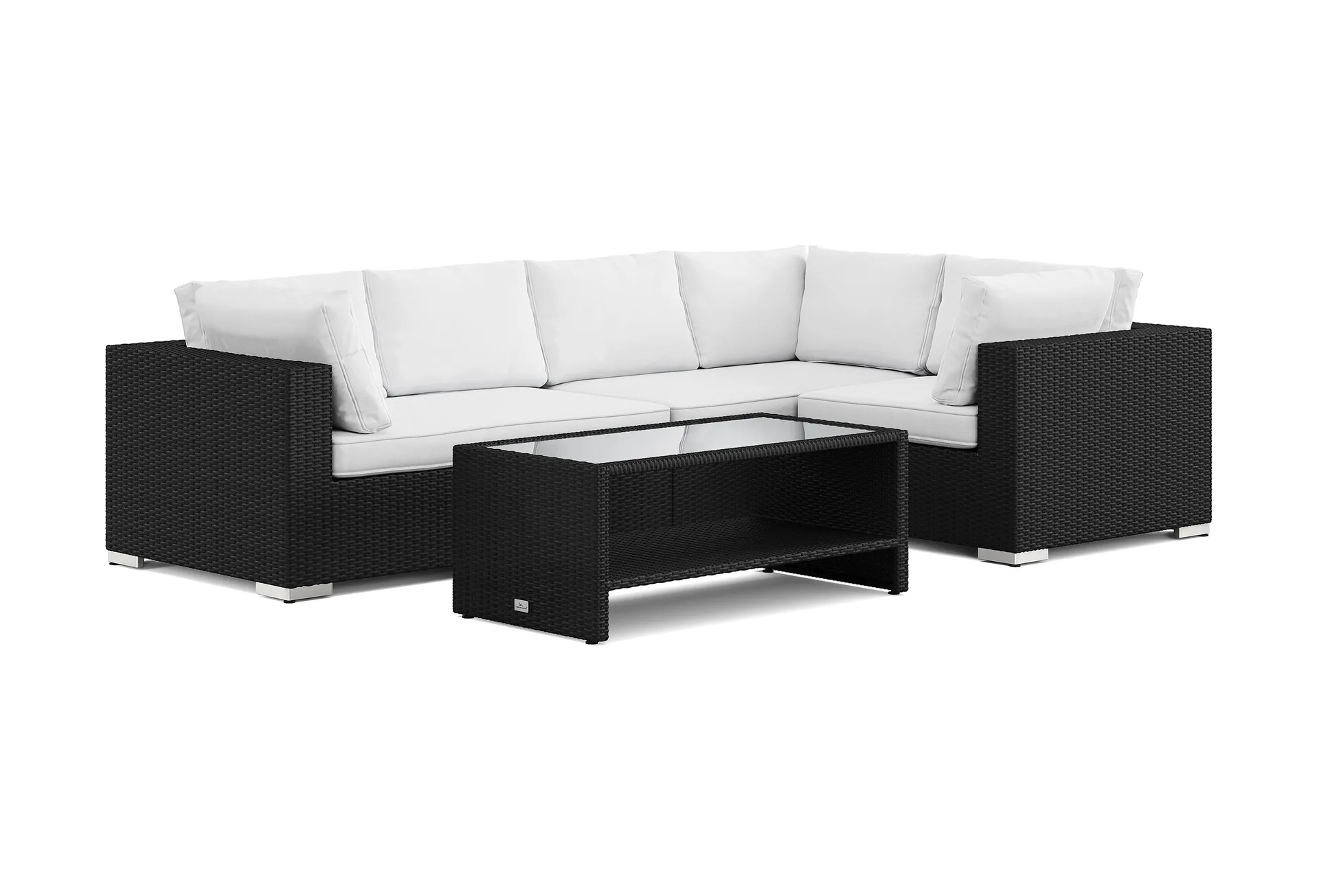 Bahamas utomhus hörnsoffa 5-sits vändbar och bord med hylla