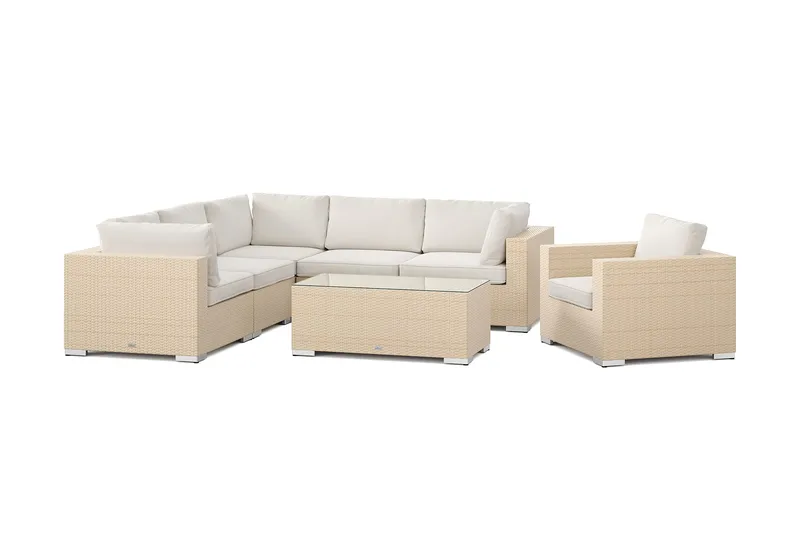 Bahamas utomhus hörnsoffa 6-sits vändbar med fåtölj och bord - Beige - Products - Utemöbler & utemiljö - Loungemöbler - Loungeset & loungegrupp