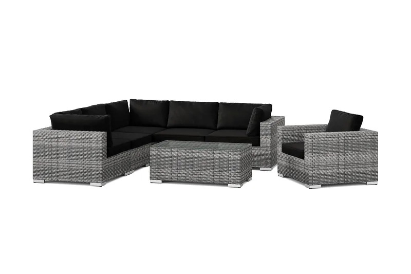 Bahamas utomhus hörnsoffa 6-sits vändbar med fåtölj och bord - Grå - Products - Utemöbler & utemiljö - Loungemöbler - Loungeset & loungegrupp