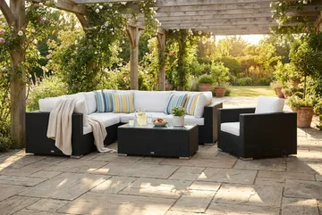 Bahamas utomhus hörnsoffa 6-sits vändbar med fåtölj och bord - Svart - Products - Utemöbler & utemiljö - Loungemöbler - Loungeset & loungegrupp