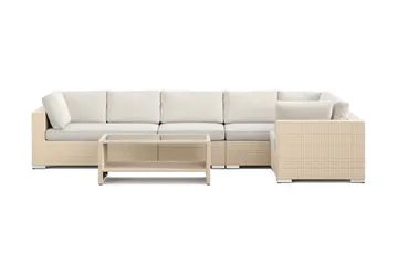 Bahamas utomhus hörnsoffa 6-sits vändbar och bord med hylla - Beige - Products - Utemöbler & utemiljö - Loungemöbler - Loungeset & loungegrupp