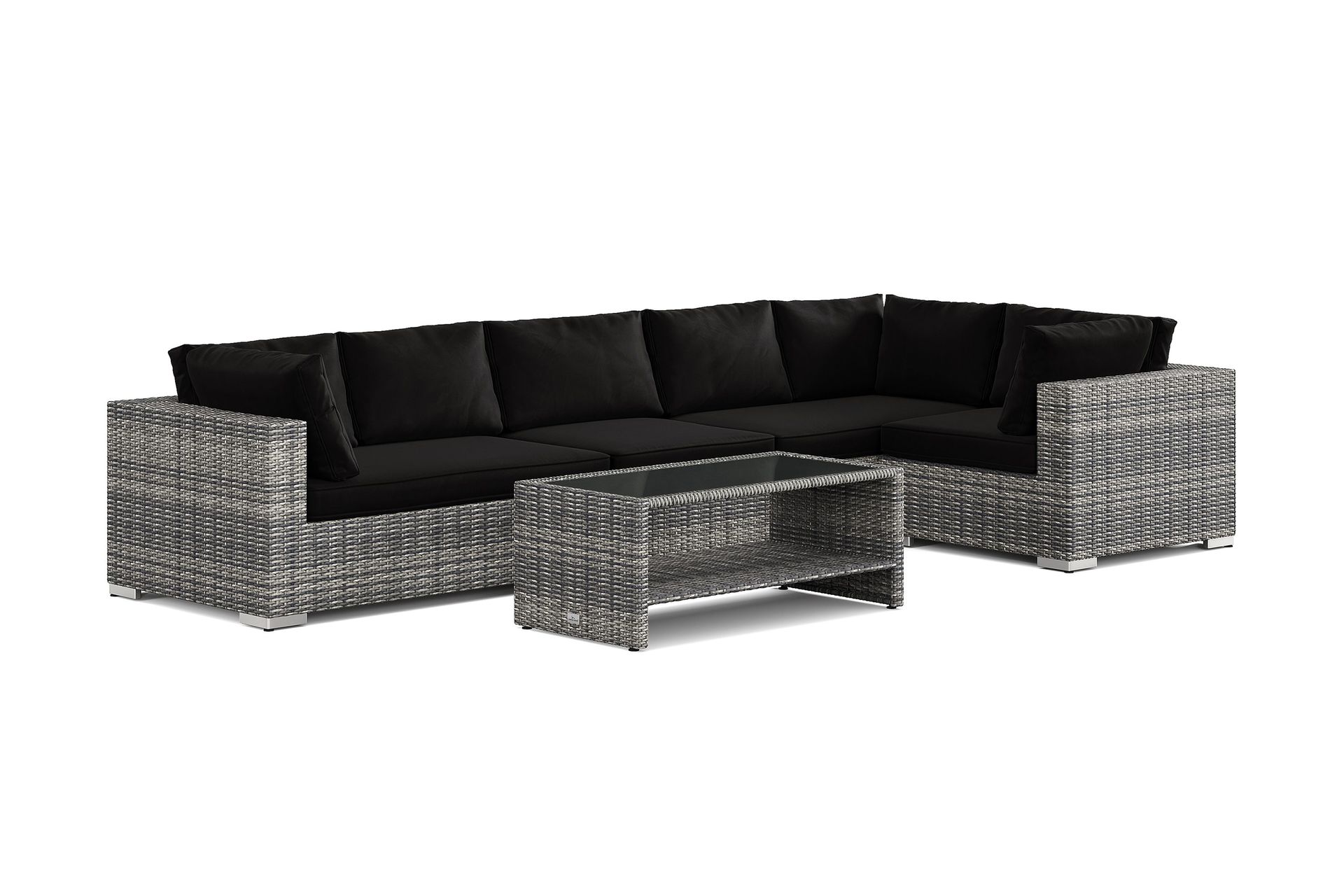 Bahamas utomhus hörnsoffa 6-sits vändbar och bord med hylla