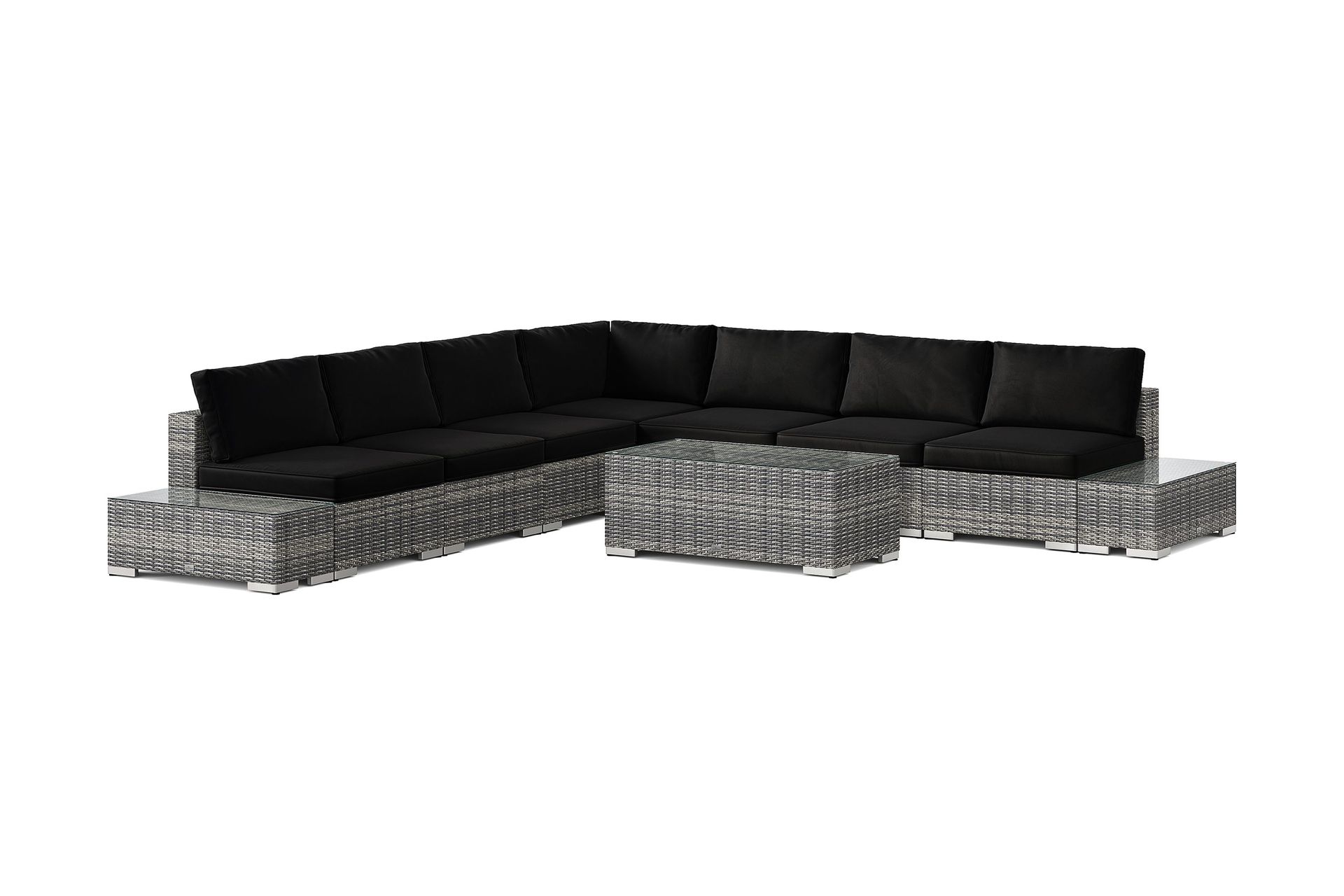 Bahamas utomhus hörnsoffa 7-sits vändbar med öppet avslut och bord