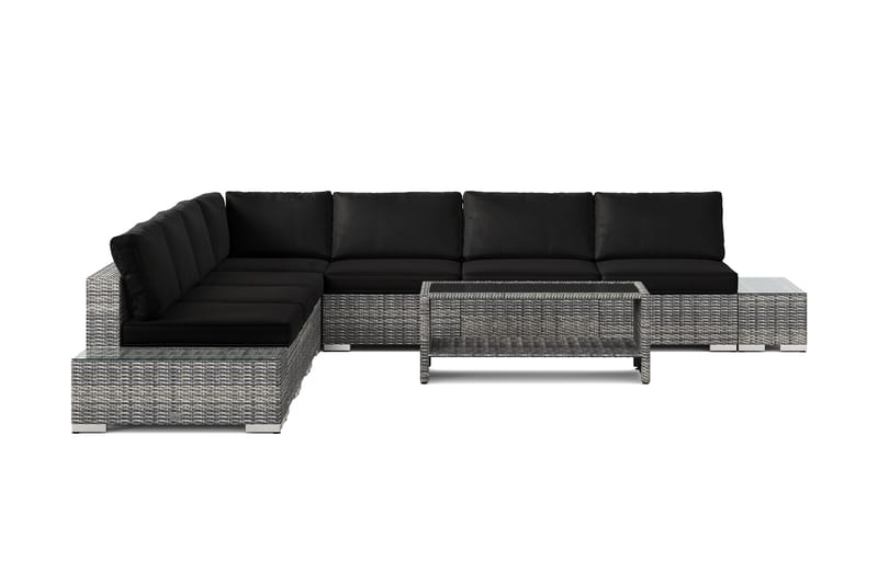 Bahamas utomhus hörnsoffa 7-sits vändbar med öppet avslut och bord med hylla - Grå - Products - Utemöbler & utemiljö - Loungemöbler - Loungeset & loungegrupp