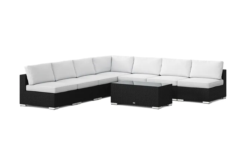 Bahamas utomhus hörnsoffa 7-sits vändbar med öppet avslut och bord - Svart - Products - Utemöbler & utemiljö - Loungemöbler - Loungeset & loungegrupp