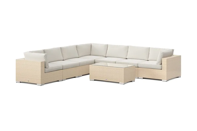 Bahamas utomhus hörnsoffa 7-sits vändbar med bord - Beige - Products - Utemöbler & utemiljö - Loungemöbler - Loungeset & loungegrupp