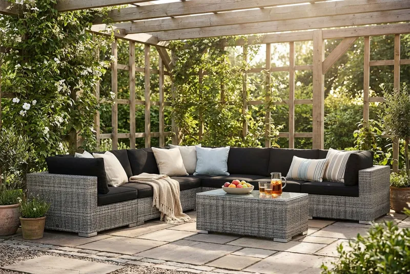 Bahamas utomhus hörnsoffa 7-sits vändbar med bord - Grå - Products - Utemöbler & utemiljö - Loungemöbler - Loungeset & loungegrupp