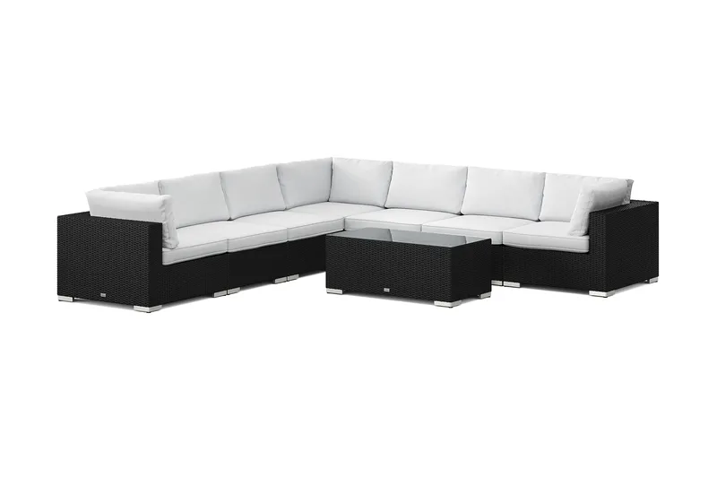 Bahamas utomhus hörnsoffa 7-sits vändbar med bord - Svart - Products - Utemöbler & utemiljö - Loungemöbler - Loungeset & loungegrupp