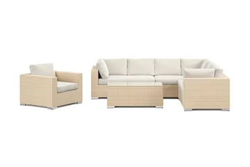 Bahamas utomhus L-soffa höger 7-sits med fåtölj och bord - Beige - Products - Utemöbler & utemiljö - Loungemöbler - Loungeset & loungegrupp